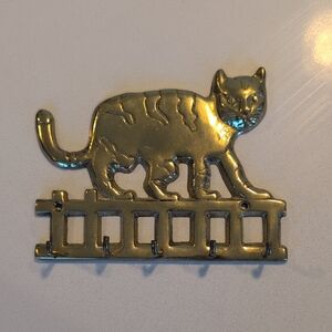 Rare Vintage Fritz Brass Cat Key Rack / Leash Holder / Necklace Organizer